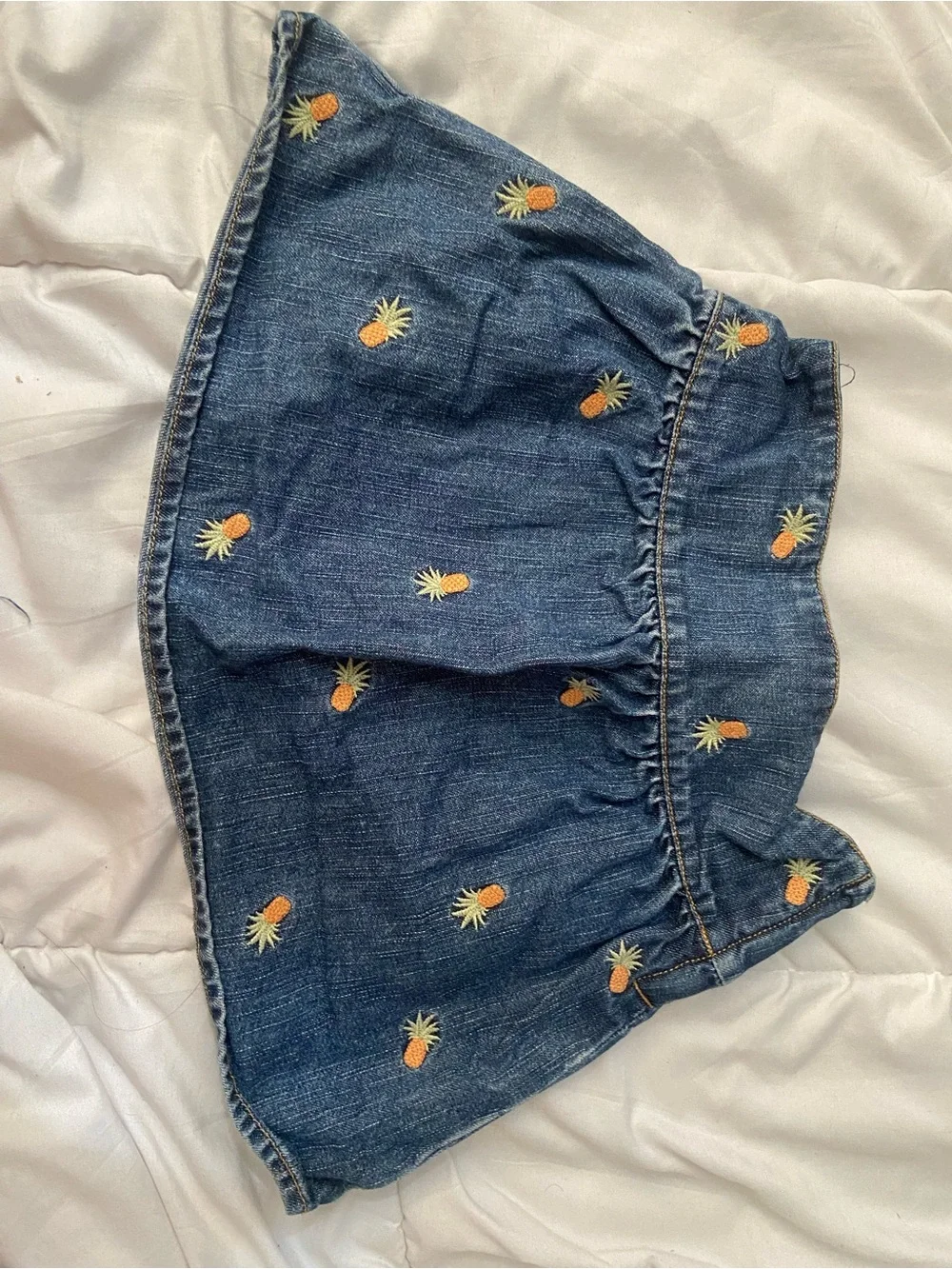 Gymboree Blue Denim Skirt with Pineapple Embroidery